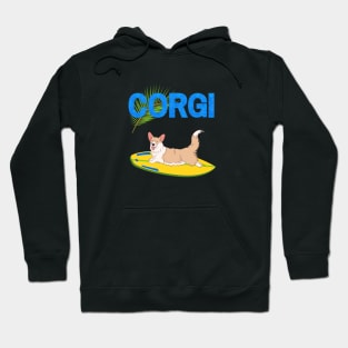 Welsh Corgi Pembroke Dog on Surf with Summer Vibes Hoodie